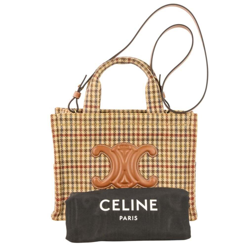 CELINE Triomphe Logo Small Cabas Thais Tweed 2-Way Shoulder Bag 199162EP8.14M... - Picture 12 of 12